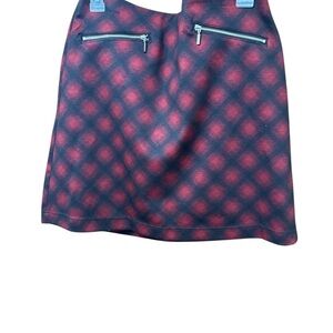 Maurices Red and Black Patterned Mini Skirt